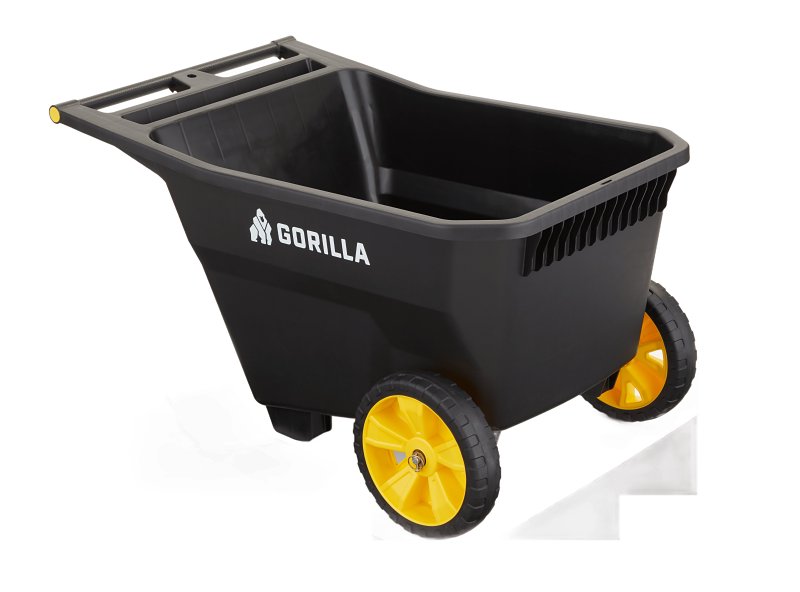 Gorilla Carts GCY-100-C Yard Cart, 10 cu-ft, Poly Deck, 2-Wheel, 13 in Wheel, Molded Flat-Free Wheel, Pull, Push Handle