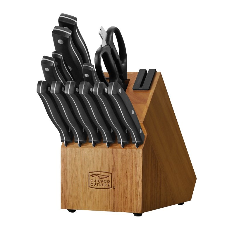 Chicago Cutlery 1134083 Knife Block Set, 13-Piece, Stainless Steel/Wood, Black