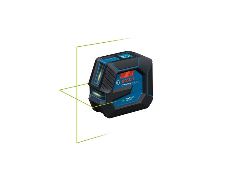 Bosch GLL 100 G Cross-Line Laser, 100 ft, +/-1/8 in at 33 ft Accuracy, 2-Line, Green Laser