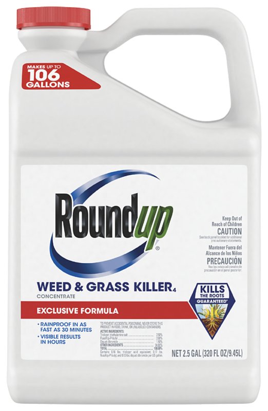 Roundup 5378701 Concentrate Weed and Grass Killer, Liquid, Brown, 2.5 gal