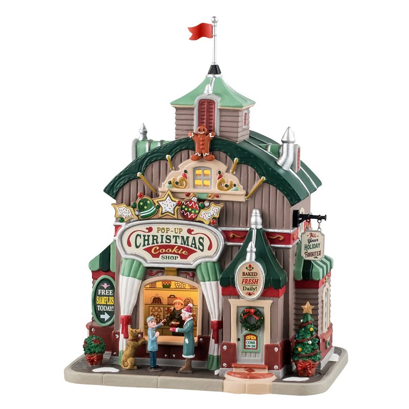 Lemax 45248 Christmas Decor, 9.84 in H, Pop-up Christmas Cookie Shop, Porcelain, LED