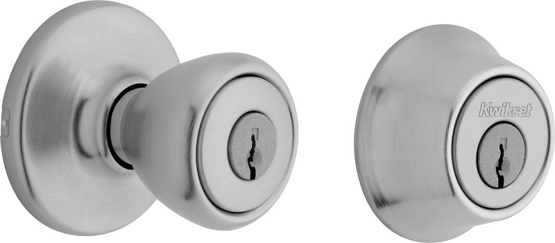 Kwikset 695T 26DCP6ALRCSK6 Combination Lockset, Left, Right, Knob Handle, Tylo Design, Satin Chrome, 3 Grade