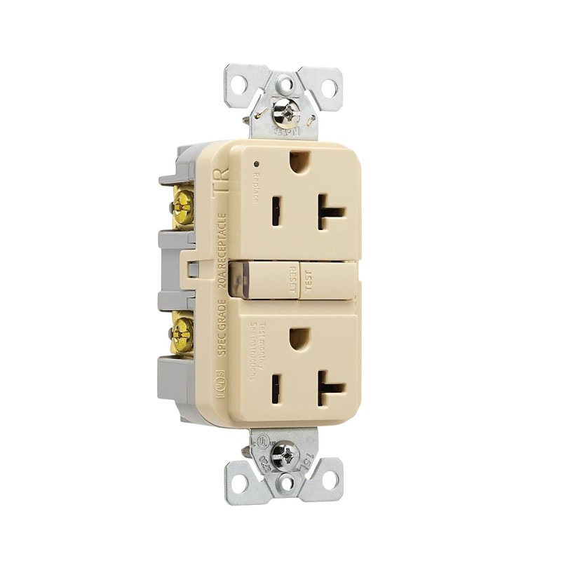 Eaton 125V 20A GFCI Receptacle – Tamper‑Resistant, Self‑Test, Ivory (TRGF20V‑BX‑L)