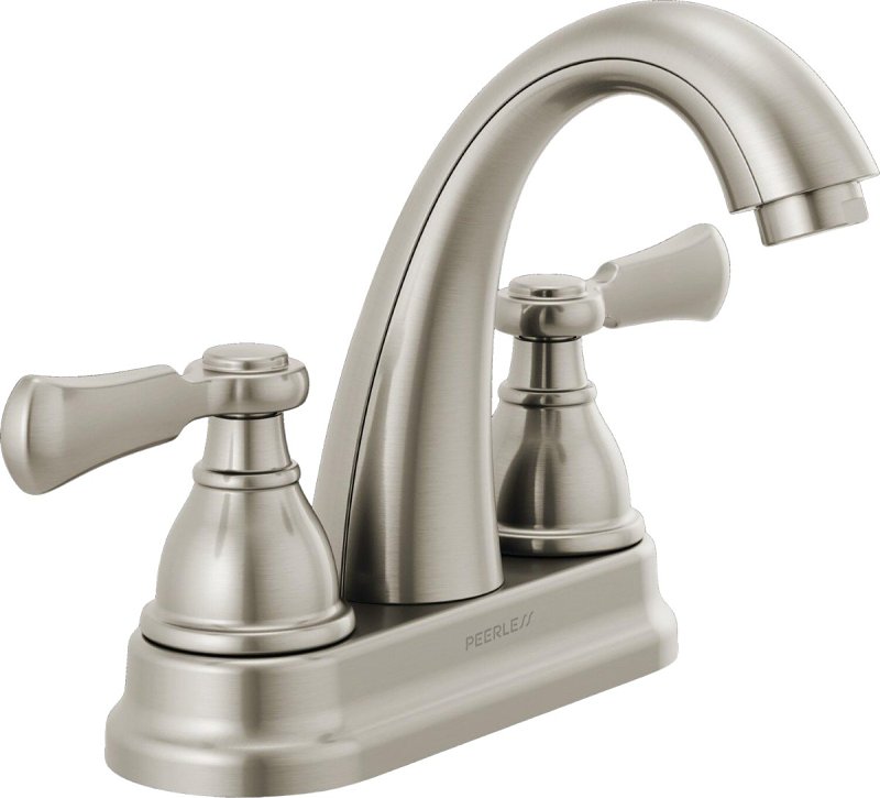 Peerless Elmhurst Series P2565LF-BN Centerset Bath Faucet, 1 gpm, 2-Handle, 3-Faucet Hole, Zinc, Brushed Nickel