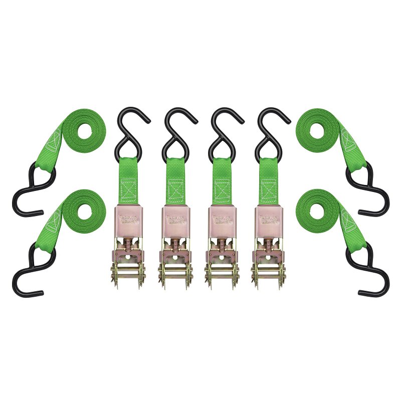SmartStrap 153 Tie-Down, Ratchet, 1 in W, 10 ft L, Steel, Green, 300 lb, S-Hook End Fitting, Steel End Fitting
