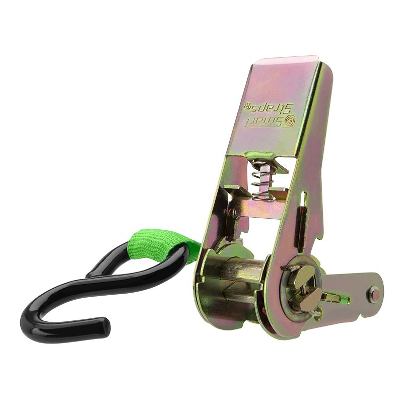 SmartStrap 153 Tie-Down, Ratchet, 1 in W, 10 ft L, Steel, Green, 300 lb, S-Hook End Fitting, Steel End Fitting