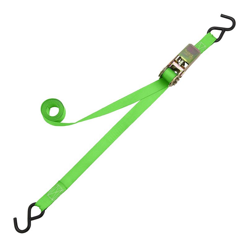 SmartStrap 153 Tie-Down, Ratchet, 1 in W, 10 ft L, Steel, Green, 300 lb, S-Hook End Fitting, Steel End Fitting