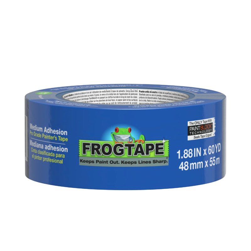 FrogTape 106010 Premium Painter's Tape, 60 yd L, 1.88 in W, Crepe Backing, Blue