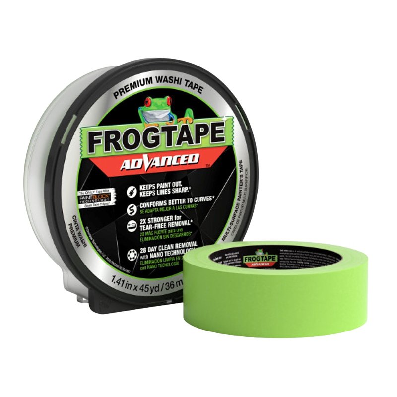 FrogTape Advanced 105891 Painter's Tape, 45 yd L, 1.41 in W, Washi Paper Backing, Green