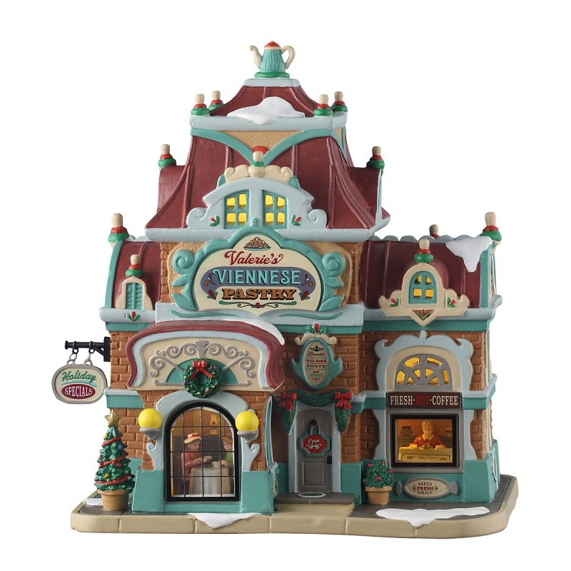 Lemax 55345 Christmas Decor, 8.66 in H, Valerie's Viennese Pastry, Porcelain, LED