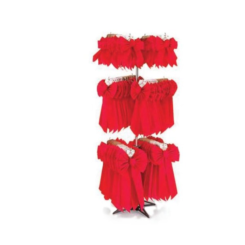 Holidaytrims 7428 Gift Bow Assortment with Rack, Velvet, Candy Cane Stripe/Red with Glitter/Red