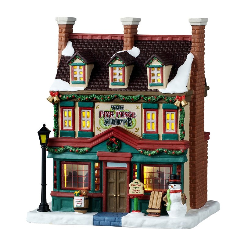Lemax 55344 Christmas Decor, 7.28 in H, The Five Pence Shoppe, Porcelain, LED