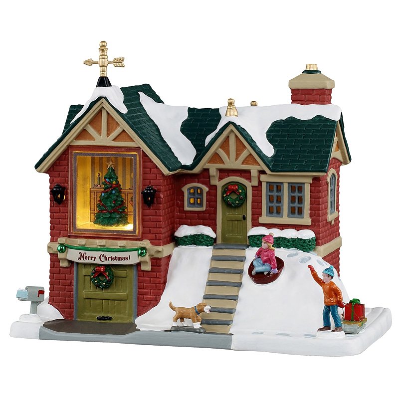 Lemax 55348 Christmas Decor, 6.81 in H, The Little Brick House, Porcelain, LED