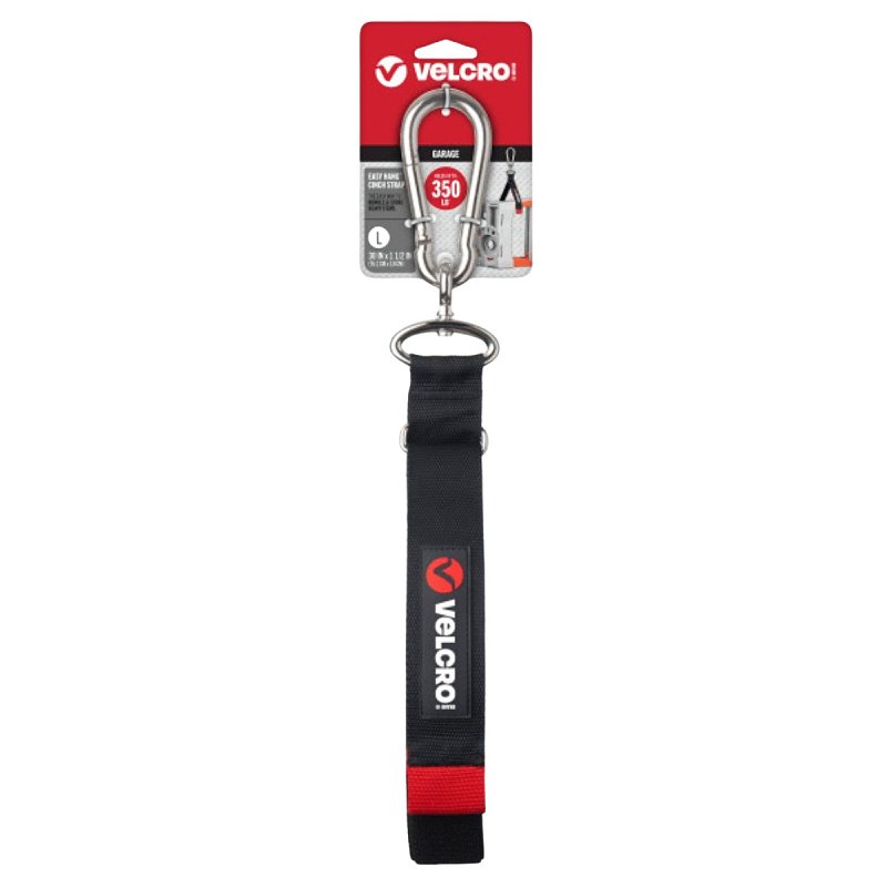 VELCRO Brand EASY HANG VEL-30803-USA Large-Size Heavy-Duty Cinch Strap, 1-1/2 in W, 30 in L, Polypropylene, Black