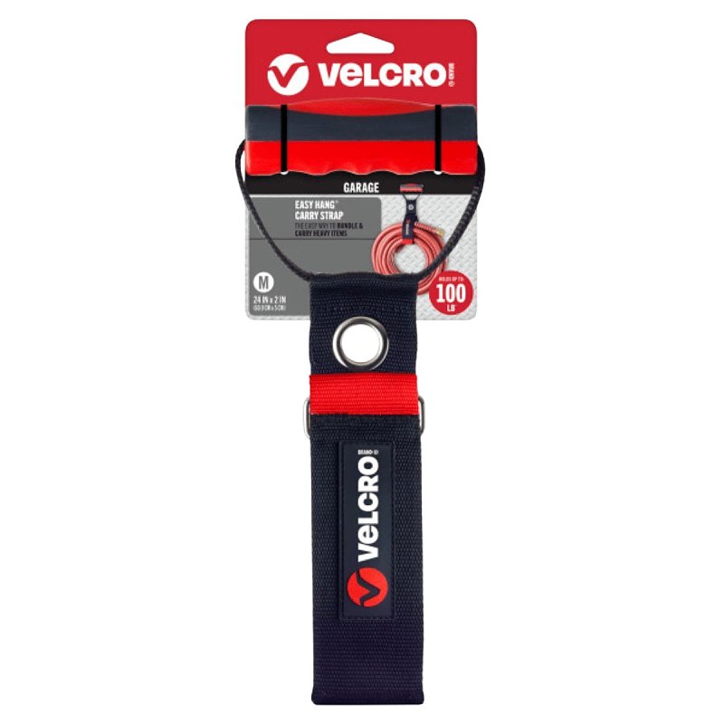 VELCRO Brand EASY HANG VEL-30896-USA Medium-Size Heavy-Duty Carry Strap, 2 in W, Nylon, Black, 100 lb