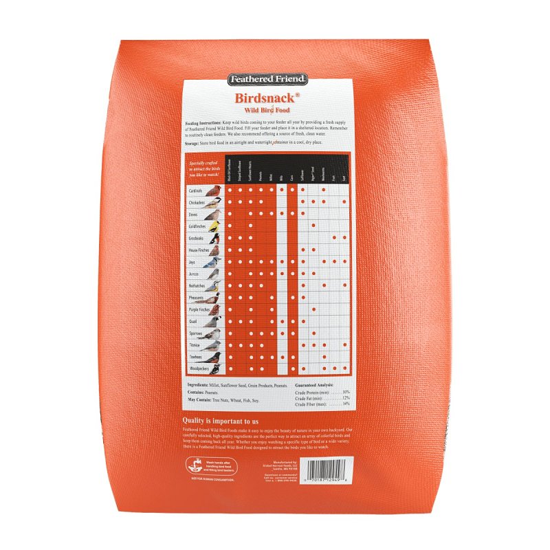 Feathered Friend Birdsnack 14406 Sunflower Seed Wild Bird Food, 40 lb, Blended, Bag