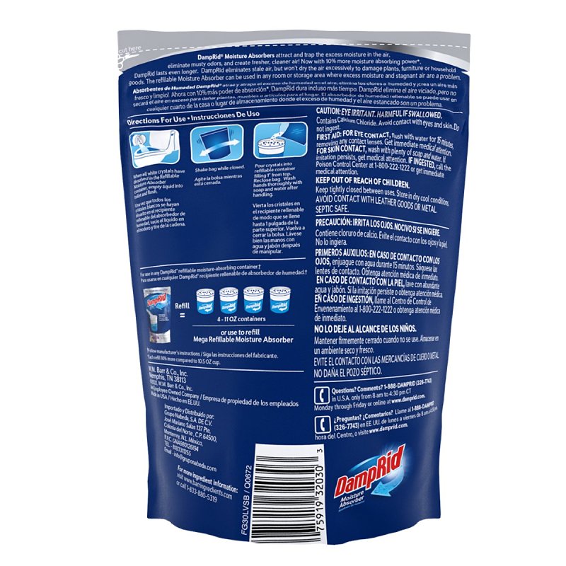 DampRid FG30LVSB Moisture Absorber Refill, 44 oz, Bag, Solid, Lavender Vanilla