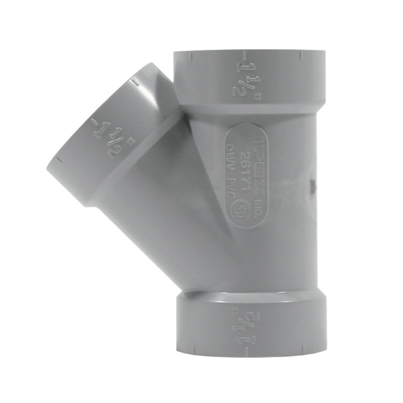 Homerite System 15 Series 326507 Wye, 1-1/2 in, Hub, PVC, Gray, SCH 40 Schedule