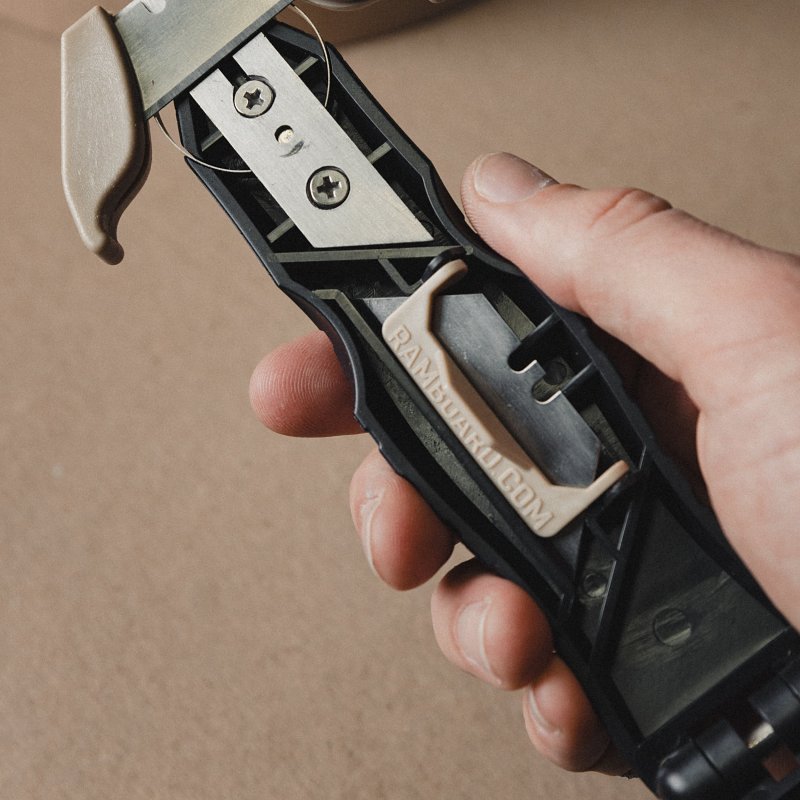 Ram Board Multi Cutter RBMCPDQ Utility Knife, Stainless Steel Blade, Anti-Slip, Ergonomic Handle, Black/Tan Handle