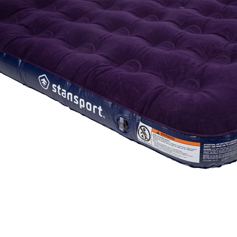 Stansport 382-100 Air Bed, 75 in L, 54 in W, Full, Plush/PVC, Purple