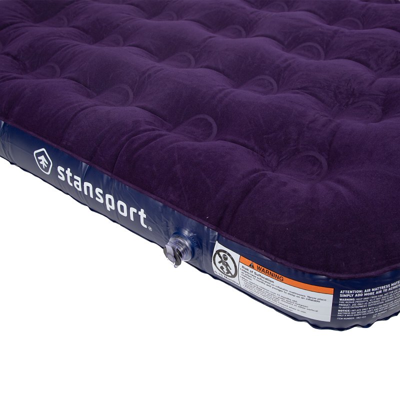 Stansport 382-100 Air Bed, 75 in L, 54 in W, Full, Plush/PVC, Purple