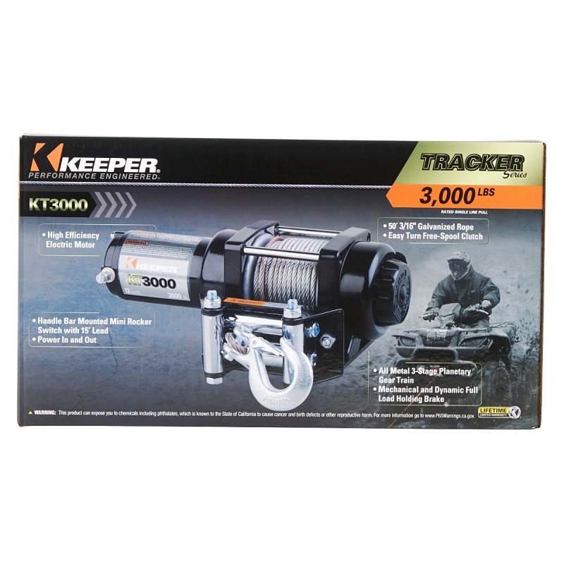 Keeper KT3000 Winch, Electric, 12 VDC, 3000 lb