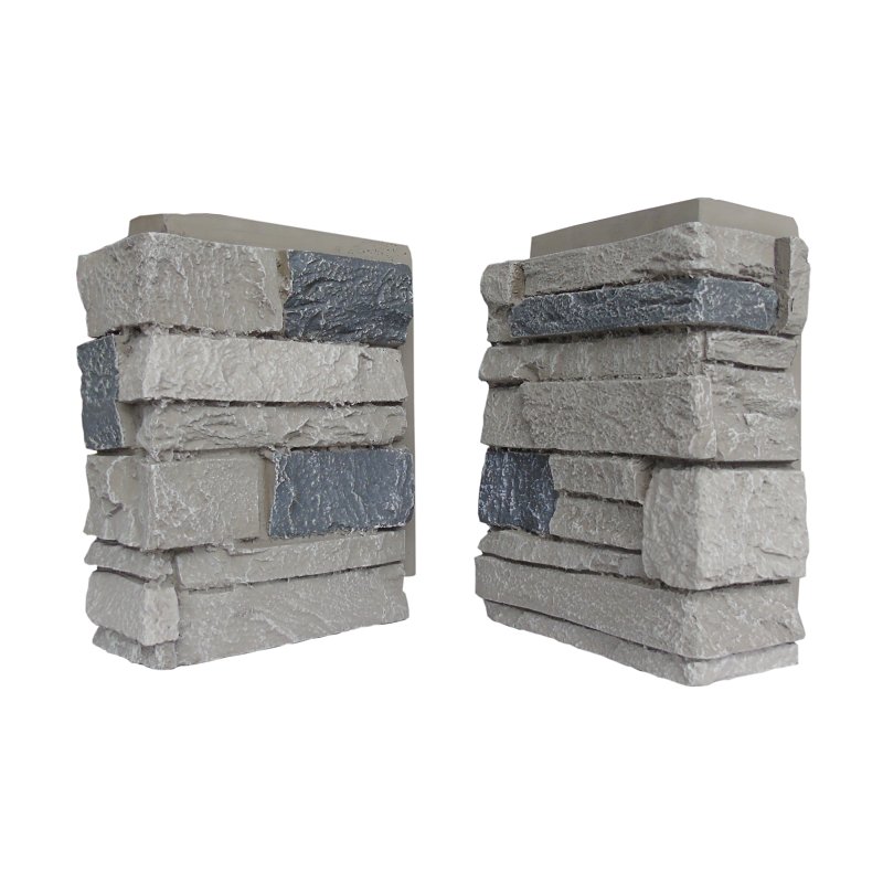 DuraKwik Stone 308ATC Siding Corner, 13 in L, 10 in W, 4 in Thick, Interlocking Edge, Ledgestone Profile, Arizona Trail