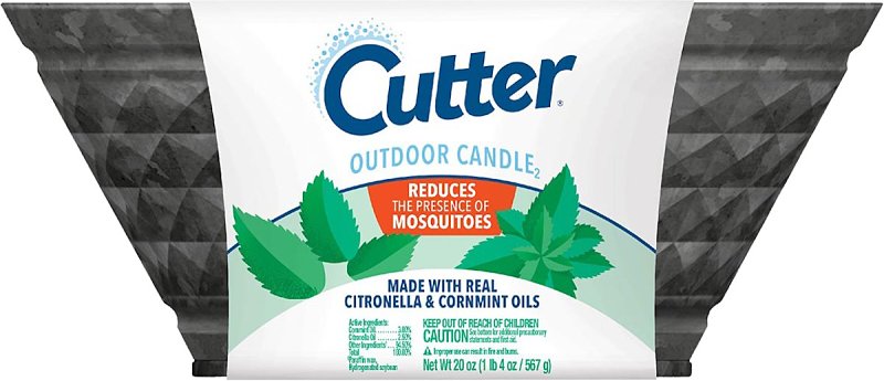 Cutter HG-97395 Candle, White, Citronella, Mint, 24 hr Burn Time, 20 oz