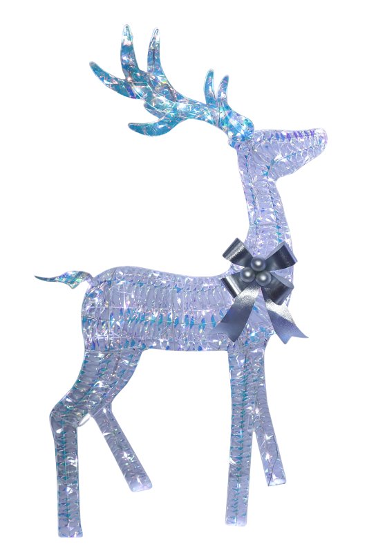 Santas Forest 56088 Iridescent Buck with Bow Yard Decor, 18 in L, 6 in W, Metal/PVC, Internal Light