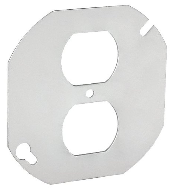 Southwire 54C40-UPC Flat Blank Cover, 0.06 in L, 4 in W, Octagonal, 2-Gang, Steel, Silver, Galvanized