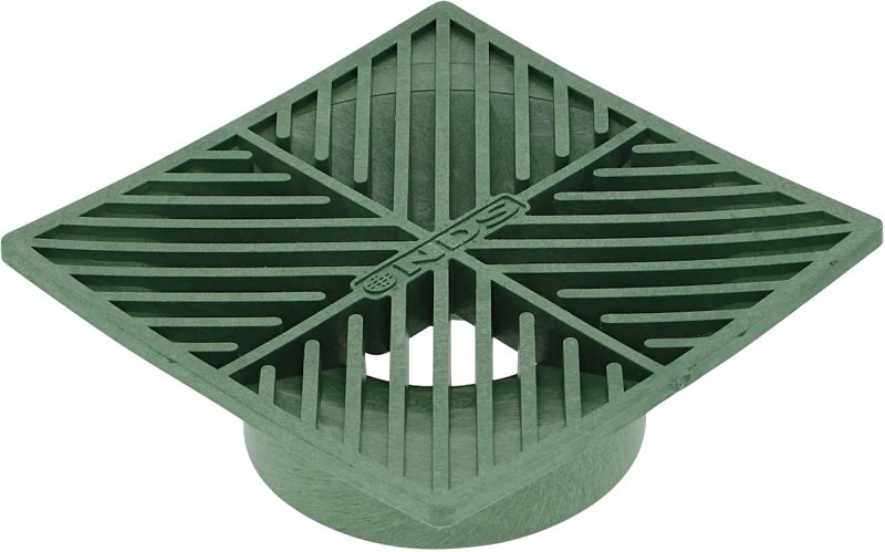 NDS 05 Drain Grate, 6 in Dia, 5.88 in L, 5.88 in W, Square, 1/4 in Grate Opening, HDPE, Green