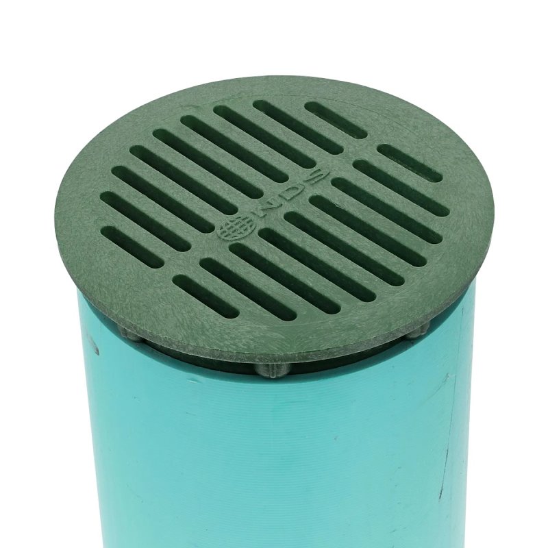 NDS 50 Drop-In Grate, 6 in Dia, 6-3/4 in L, 6-3/4 in W, Round, HDPE, Green