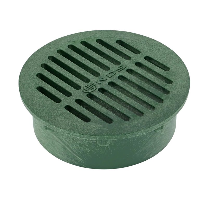 NDS 50 Drop-In Grate, 6 in Dia, 6-3/4 in L, 6-3/4 in W, Round, HDPE, Green