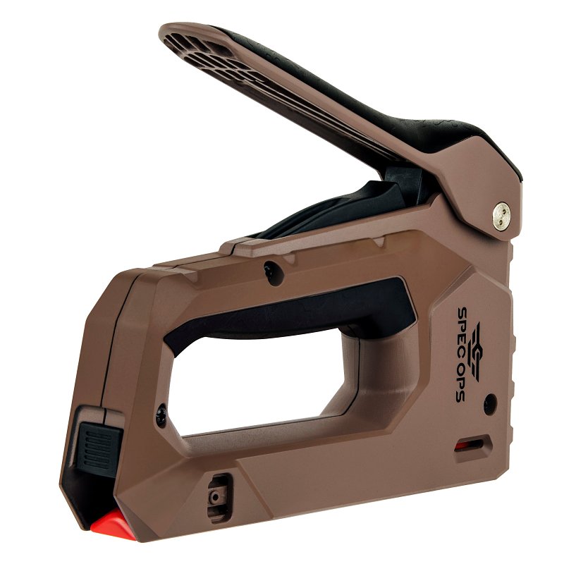 Spec Ops SPEC-M50 Staple Gun, Narrow Crown Staple, 1/4 in W Crown, Black/Flat Dark Earth