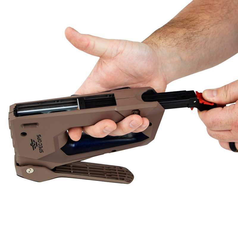 Spec Ops SPEC-M50 Staple Gun, Narrow Crown Staple, 1/4 in W Crown, Black/Flat Dark Earth