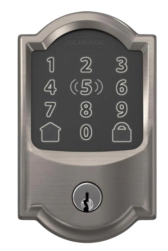 Schlage Encode Plus BE499WBV CAM 619 Smart Wi-Fi Deadbolt With Camelot Trim, 1 Grade, Satin Nickel, C Keyway