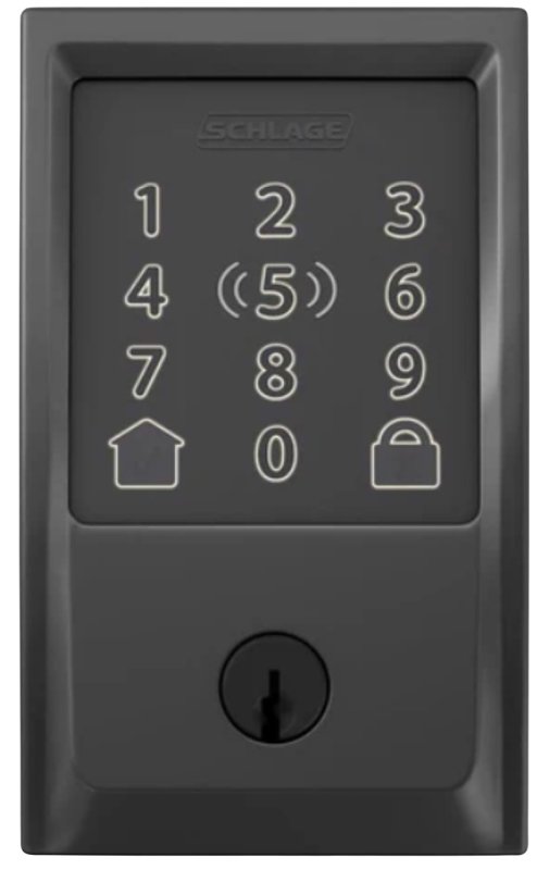 Schlage Encode Plus BE499WBV CEN 622 Smart Wi-Fi Deadbolt With Century Trim, 1 Grade, Matte Black, C Keyway