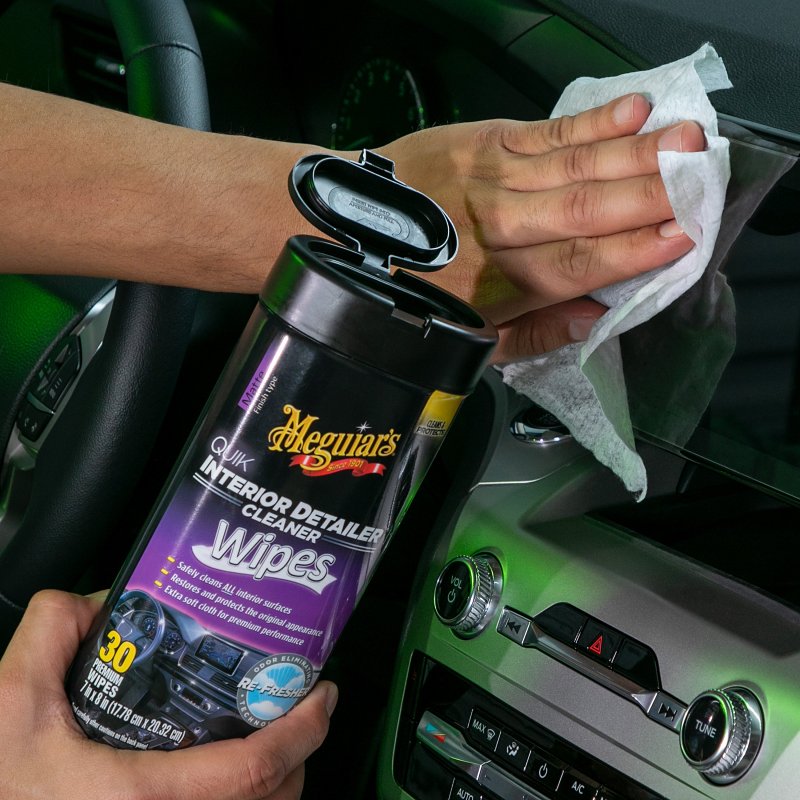 Meguiar's Quik Interior Detailer G13600 Cleaning Wipes, Slight Flowery Fragrance, 25-Wipes