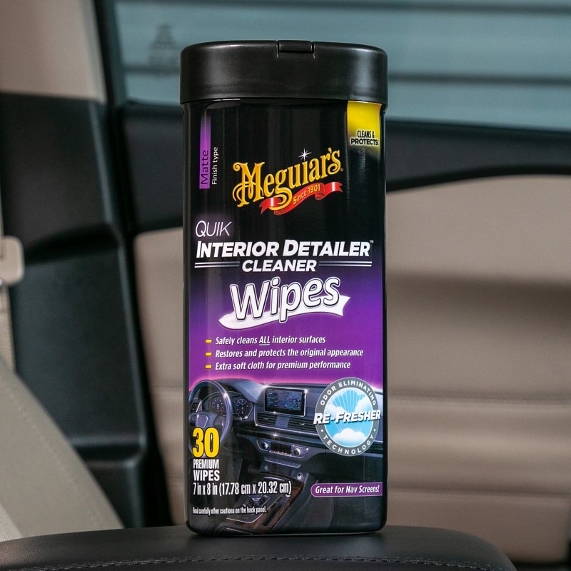 Meguiar's Quik Interior Detailer G13600 Cleaning Wipes, Slight Flowery Fragrance, 25-Wipes