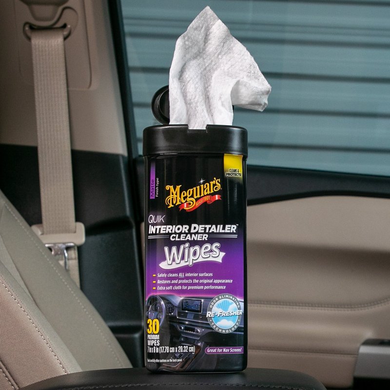 Meguiar's Quik Interior Detailer G13600 Cleaning Wipes, Slight Flowery Fragrance, 25-Wipes