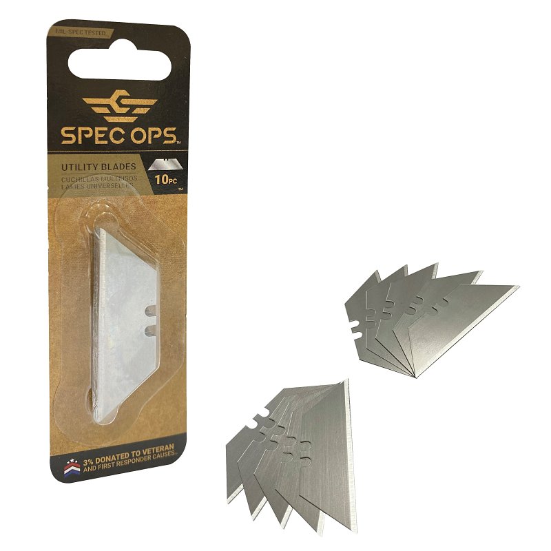 Spec Ops SPEC-K1-BLADE10 Utility Knife Blade, HCS, Precession Honed Edge