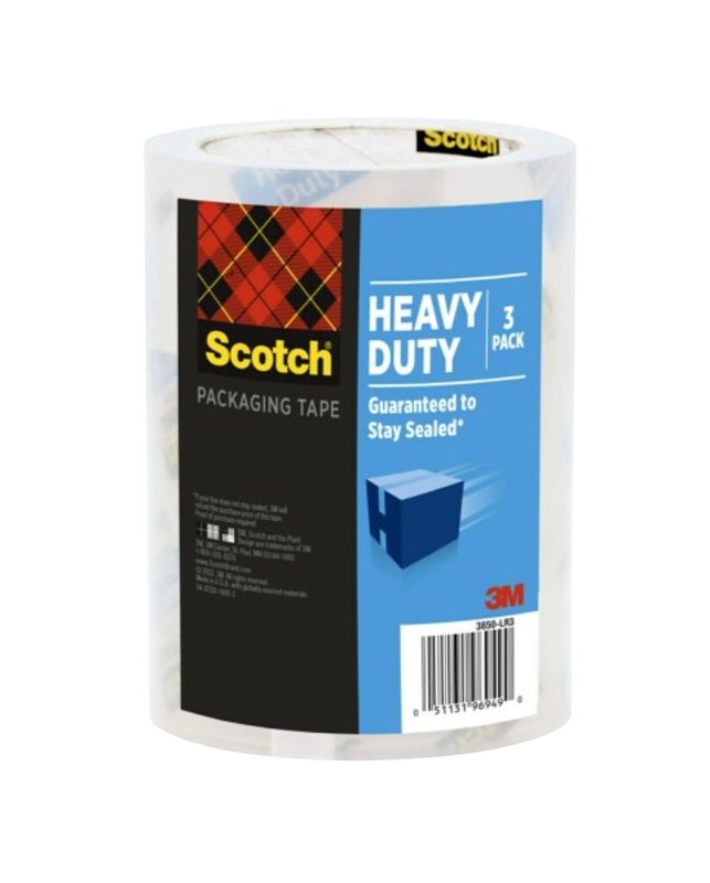 Scotch 3850S-LR3 Shipping Packaging Tape, 38.2 yd L, 1.88 in W, Clear