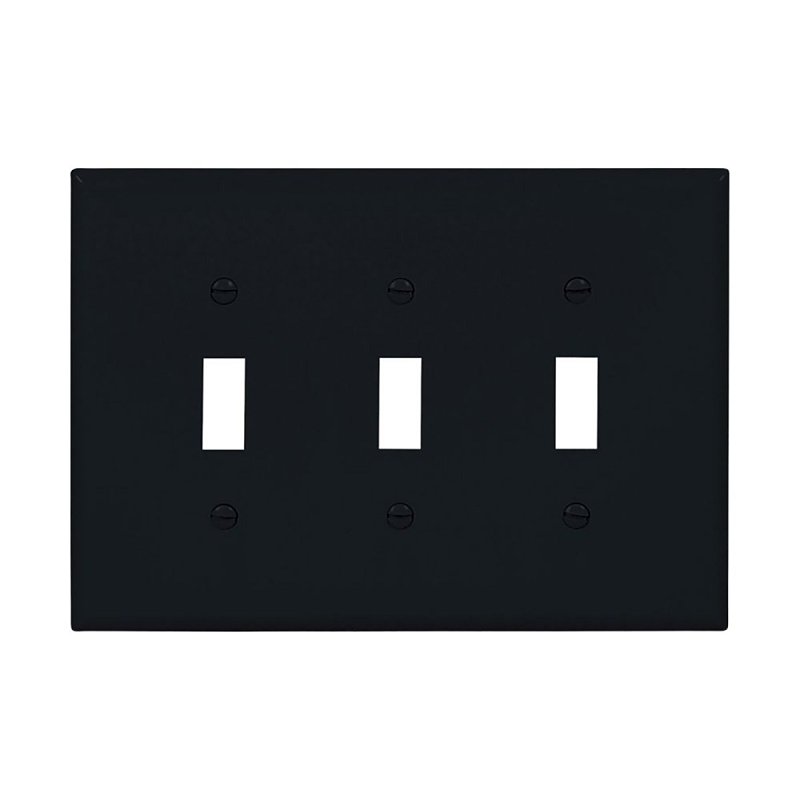 Eaton Cooper Wiring PJ3BK Wallplate, 0.08 in L, 8.56 in W, 3 -Gang, Polycarbonate, Black