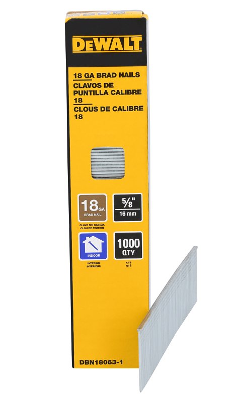 DEWALT DBN18063-1 Collated Brad Nail, 5/8 in L, 18 ga, Metal, T-Style Head, Smooth Shank