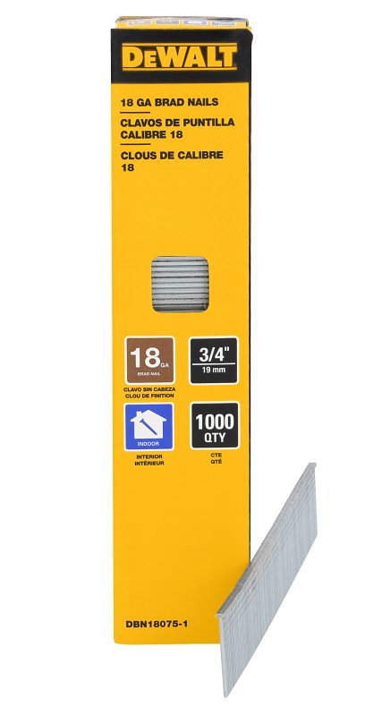 DEWALT DBN18075-1 Collated Brad Nail, 3/4 in L, 18 ga, Metal, T-Style Head, Smooth Shank