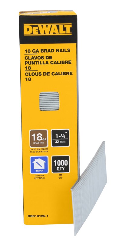 DEWALT DBN18125-1 Collated Brad Nail, 1-1/4 in L, 18 ga, Metal, T-Style Head, Smooth Shank