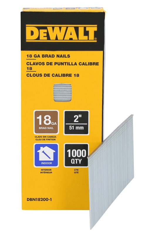 DEWALT DBN18200-1 Collated Brad Nail, 2 in L, 18 ga, Steel, Round Head, Smooth Shank
