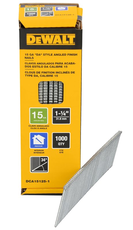 DEWALT DCA15125-1 Finishing Nail, 1-1/4 in L, Steel, Galvanized, Round Head, 1000 PK
