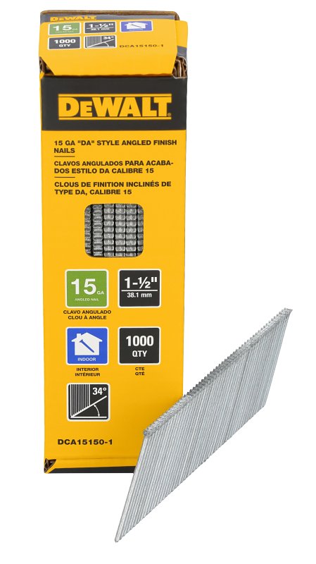 DEWALT DCA15150-1 Finishing Nail, 1-1/2 in L, Steel, Galvanized, Round Head, 1000 PK