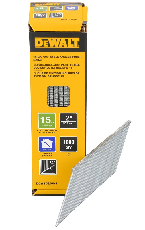 DEWALT DCA15200-1 Finishing Nail, 2 in L, Steel, Galvanized, Round Head, 1000 PK